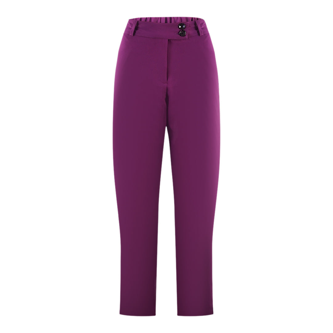 Inoa Womens Solid Purple Tuxedo Trousers Purple