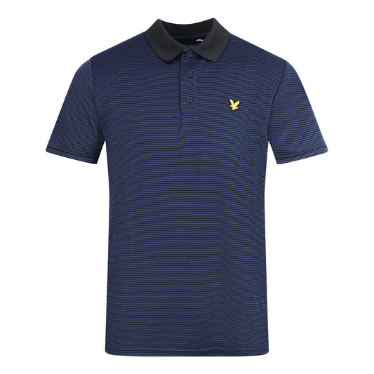 Lyle Scott Navy Blue Golf Microstripe Polo Shirt
