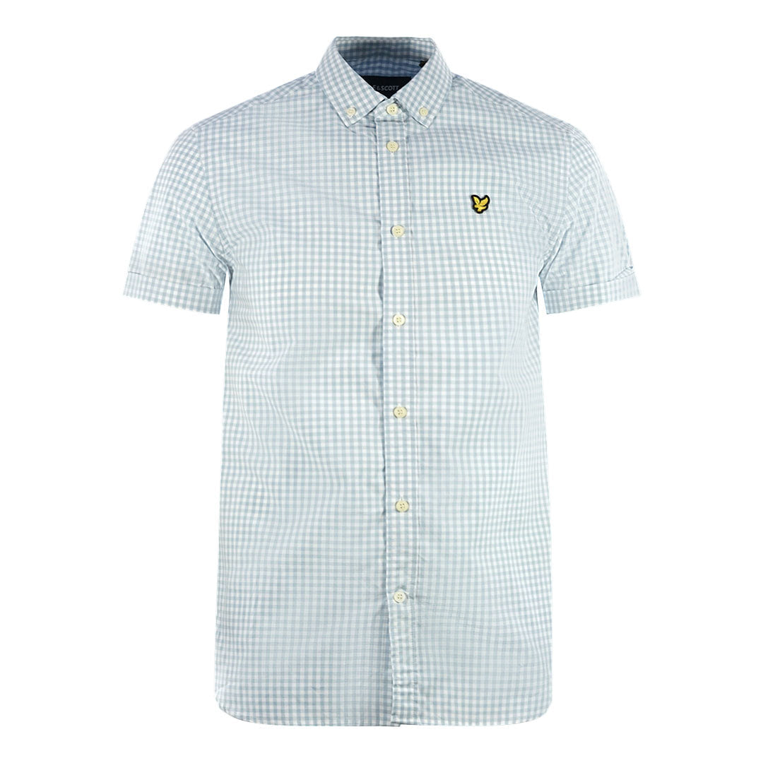 Lyle Scott Blue Short Sleeved Casual Gringham Shirt