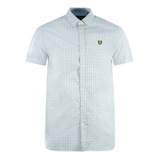 Lyle Scott Blue Short Sleeved Casual Gringham Shirt