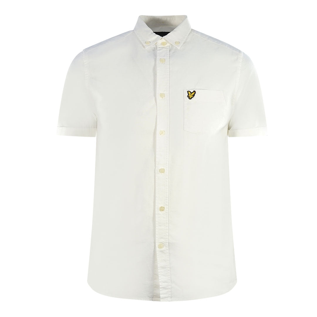 Lyle Scott White Short Sleeved Casual Oxford Shirt
