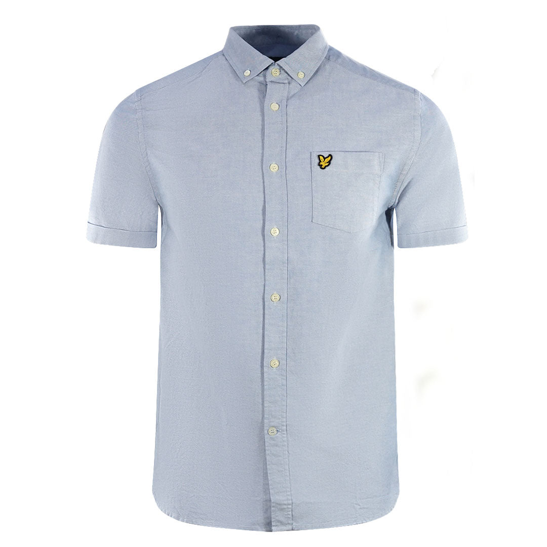 Lyle Scott Blue Short Sleeved Casual Oxford Shirt