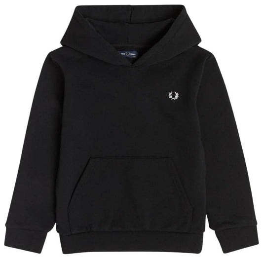 Fred Perry Laurel Back Kids Black Hooded Sweatshirt