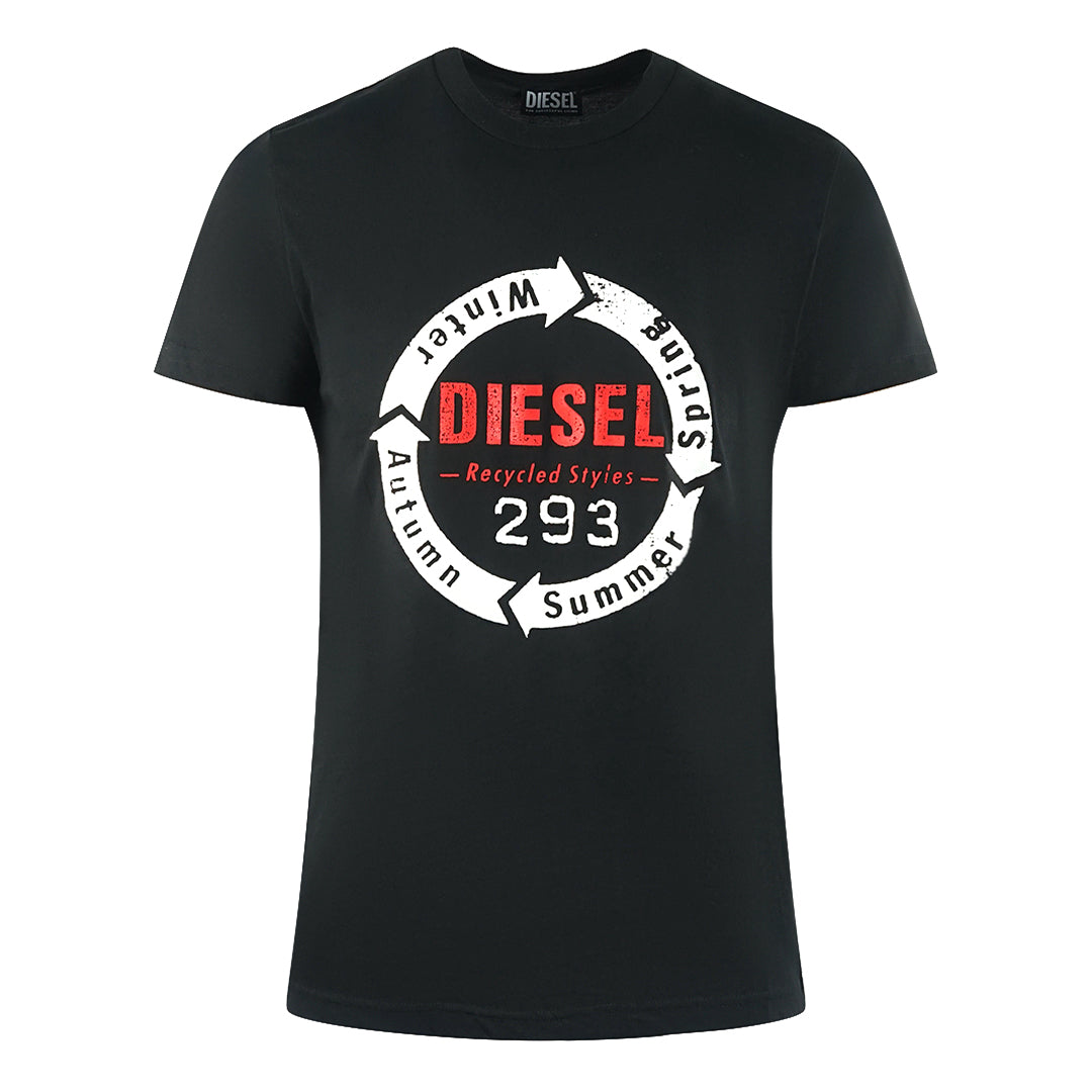 Diesel Recycled Styles Logo Black T Shirt - Style Centre Wholesale
