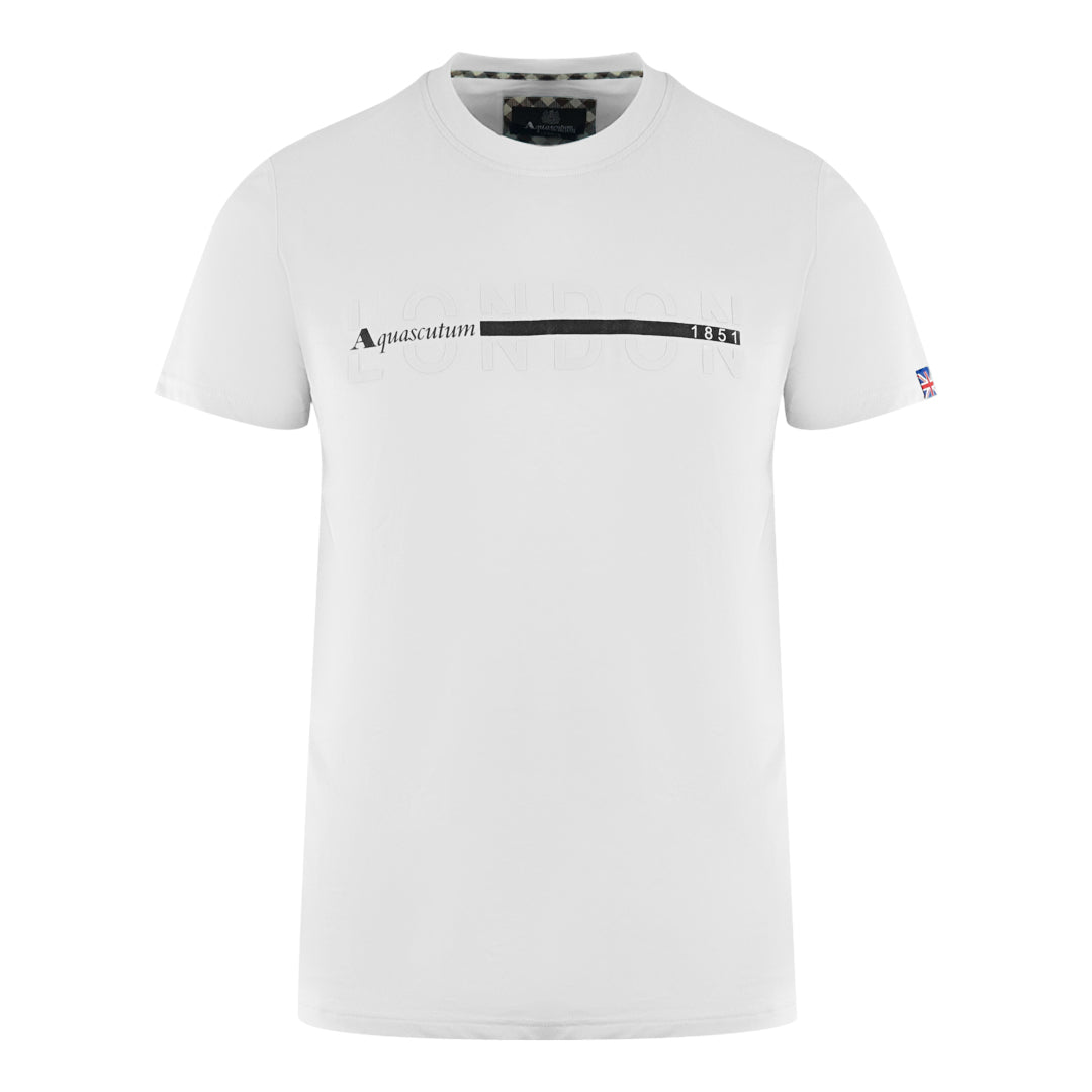 Aquascutum London 1851 Split Logo White T Shirt