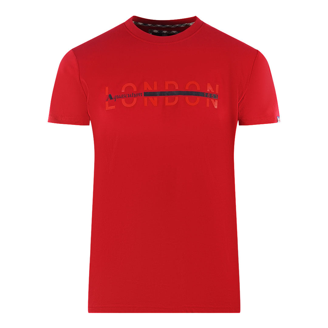 Aquascutum London 1851 Split Logo Red T Shirt