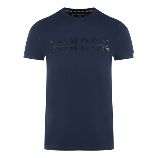 Aquascutum London 1851 Split Logo Navy Blue T Shirt - Style Centre Wholesale