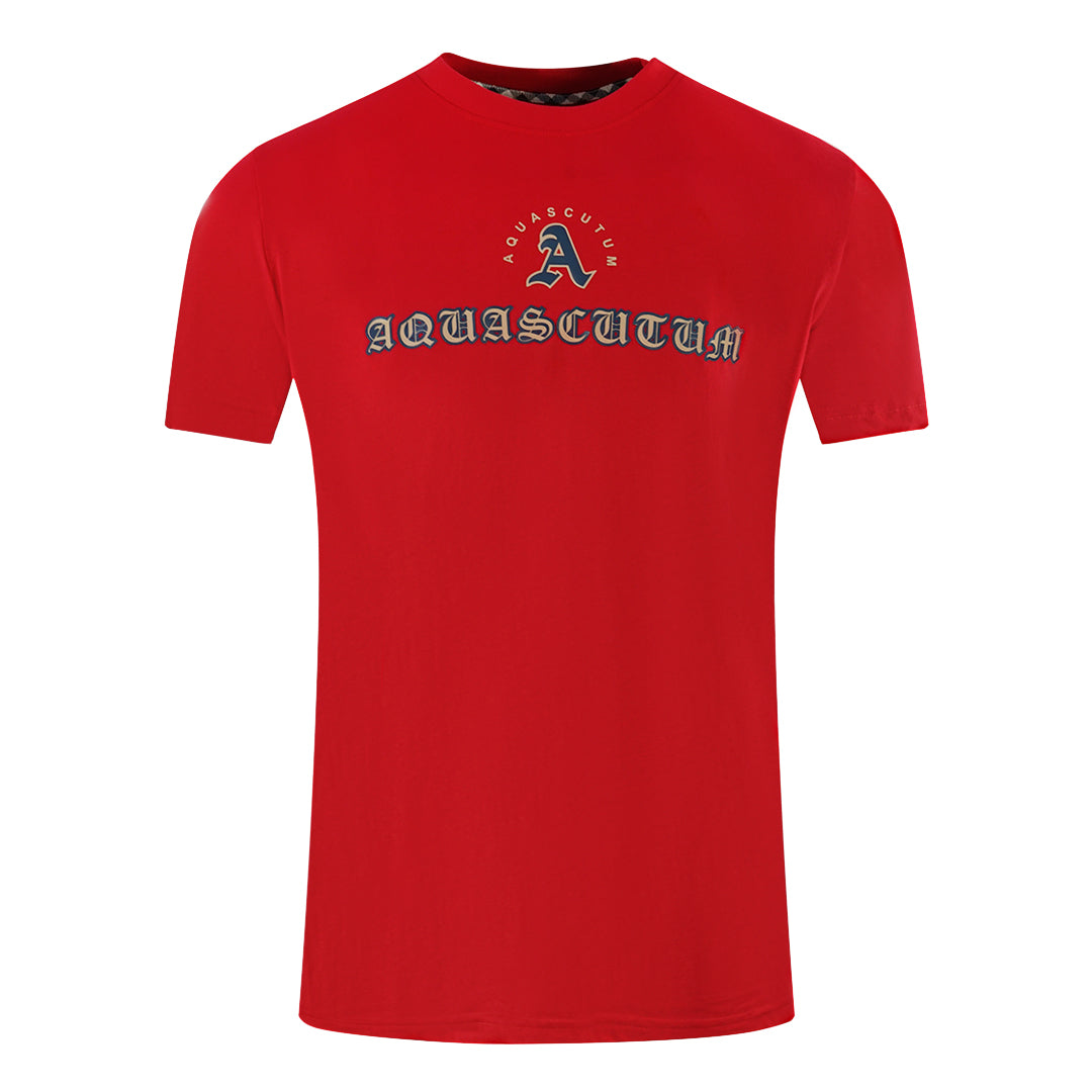 Aquascutum Script Logo Red T Shirt - Style Centre Wholesale