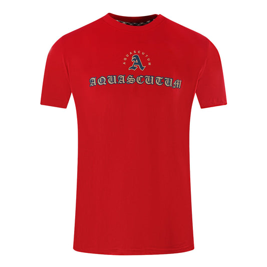 Aquascutum Script Logo Red T Shirt - Style Centre Wholesale
