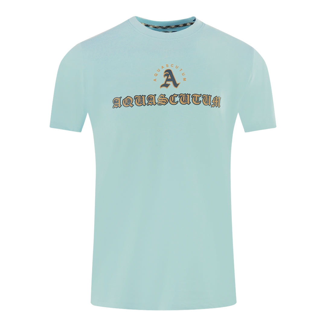 Aquascutum Script Logo Sky Blue T Shirt