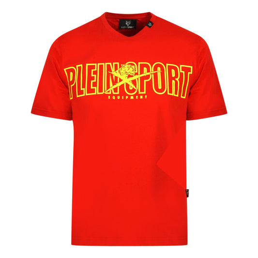Plein Sport Bold Branded Logo Red T Shirt - Style Centre Wholesale