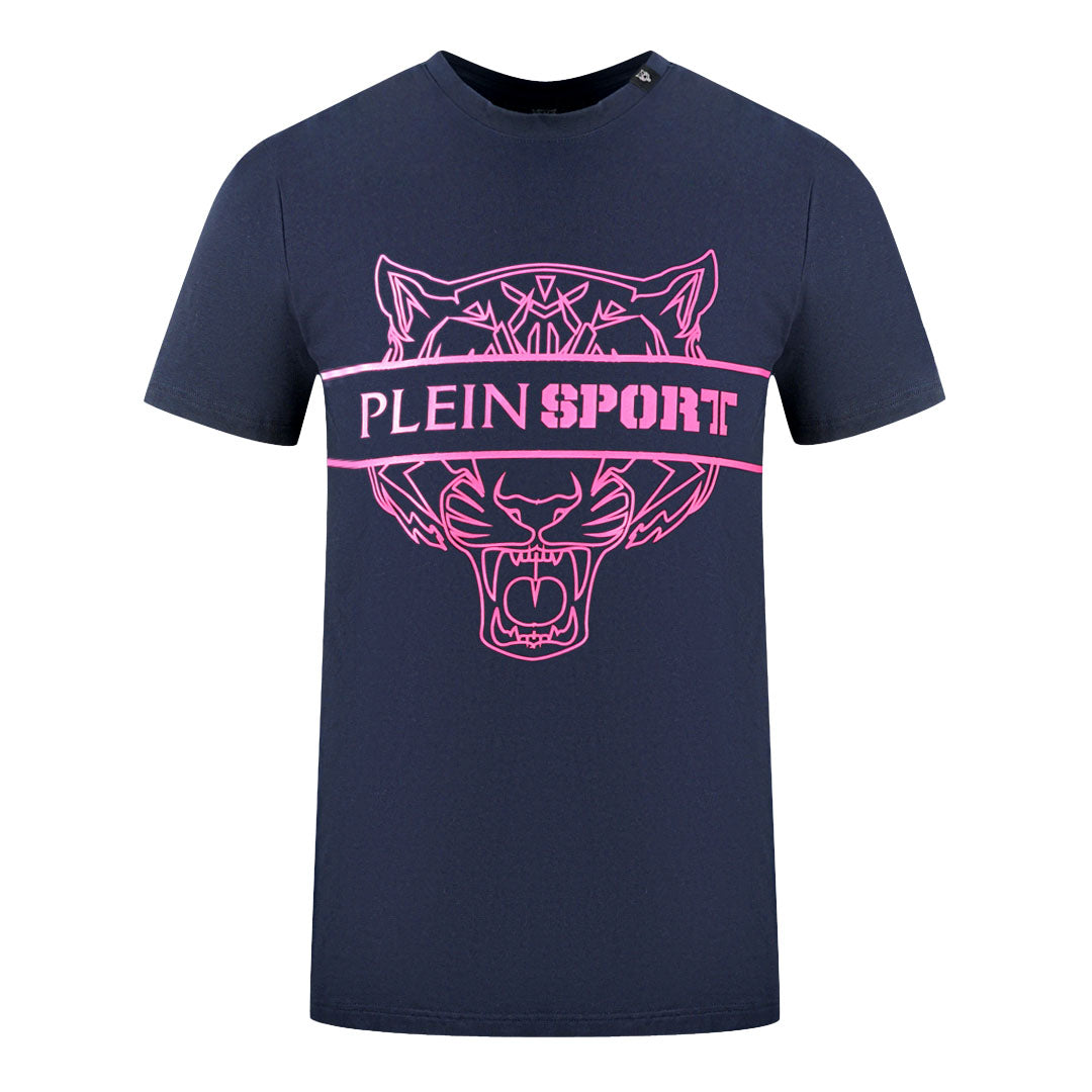 Plein Sport Tigerhead Bold Logo Navy Blue T Shirt