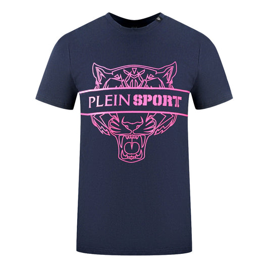 Plein Sport Tigerhead Bold Logo Navy Blue T Shirt