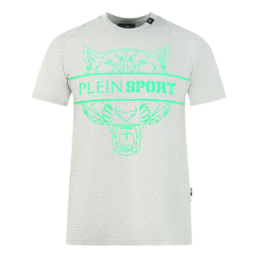Plein Sport Tigerhead Bold Logo Grey T Shirt