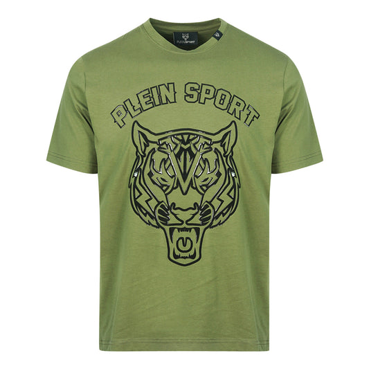 Plein Sport Tiger Head Logo Green T Shirt