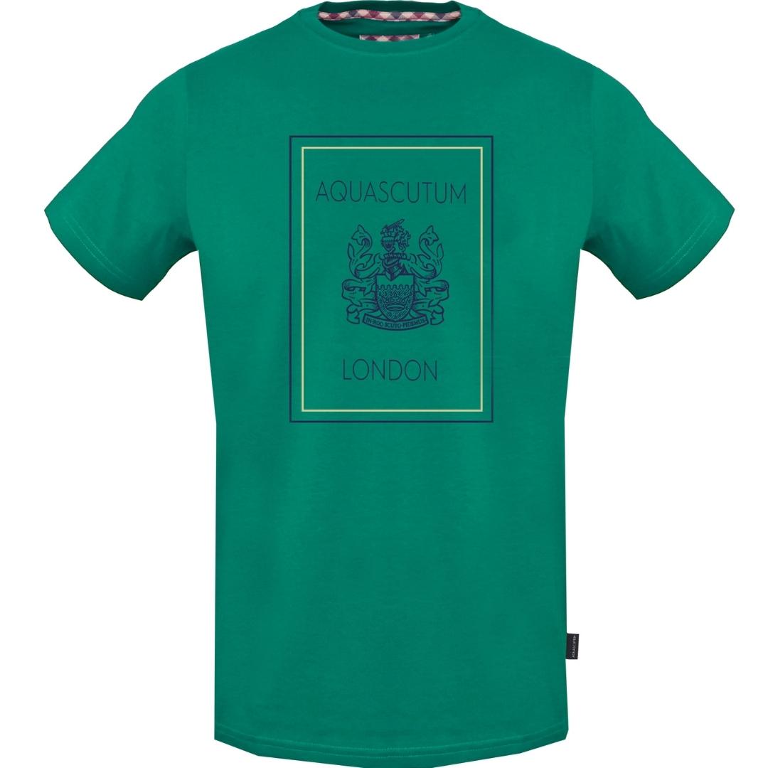 Aquascutum Navy London Logo Green T Shirt