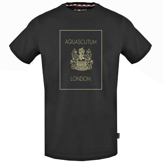 Aquascutum Gold London Logo Black T Shirt