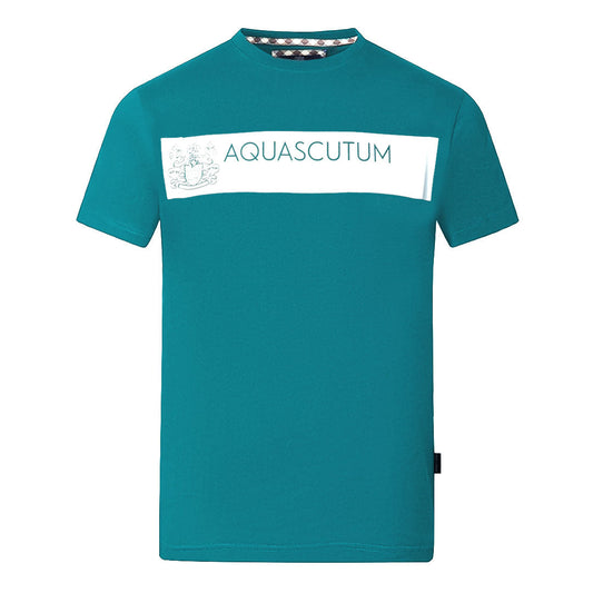 Aquascutum Block Brand Logo Green T Shirt