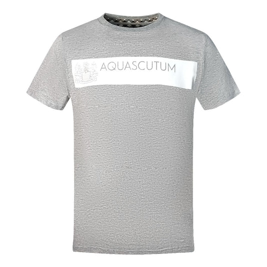 Aquascutum Block Brand Logo Grey T Shirt - Style Centre Wholesale