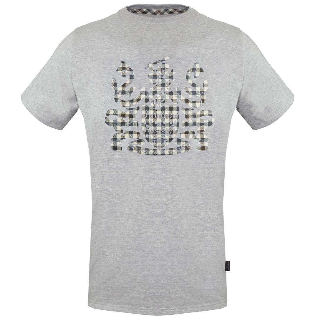 Aquascutum Check Aldis Crest Grey T Shirt
