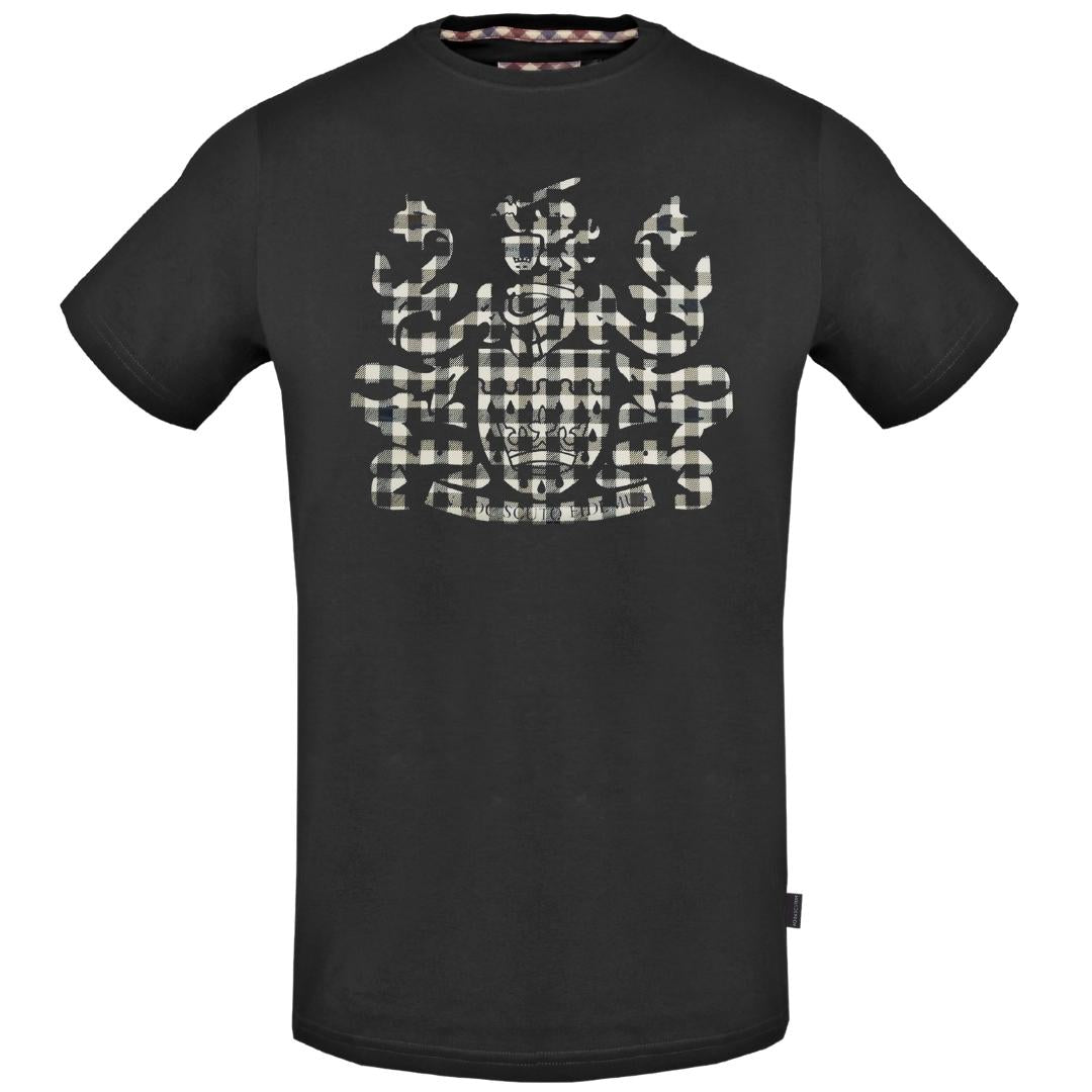 Aquascutum Check Aldis Crest Black T Shirt