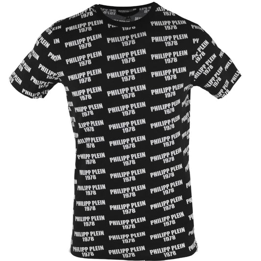 Philipp Plein 1978 All Over Logo Black Underwear T Shirt - Style Centre Wholesale