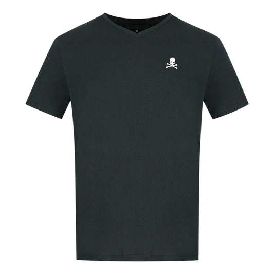 Philipp Plein Skull And Crossbones Logo Black Underwear V Neck T Shirt